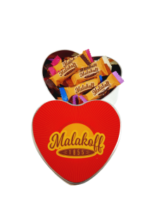 25 Mini Chocolats Mélangés dans Coffret Coeur Métal 187g.