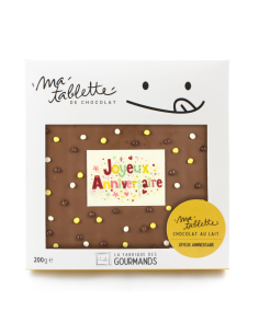 Tablette chocolat au lait 200g. - Anniversaire