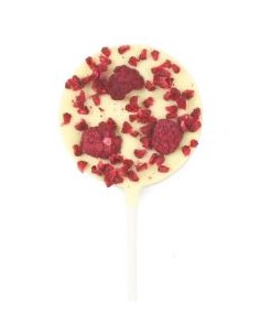 Sucette chocolat blanc Framboises 23g.